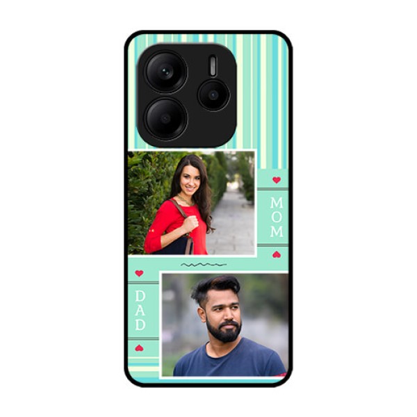 Redmi Note 14 SE 5G Custom Glass Phone Case - Mom & Dad Pic Design