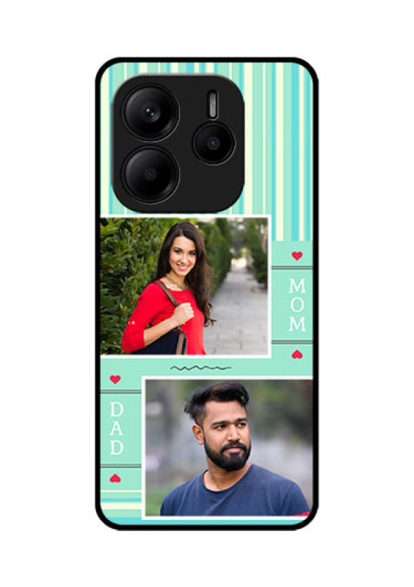 Redmi Note 14 SE 5G Custom Glass Phone Case - Mom & Dad Pic Design
