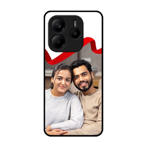 Redmi Note 14 SE 5G Custom Glass Phone Case - Red Ribbon Frame Design