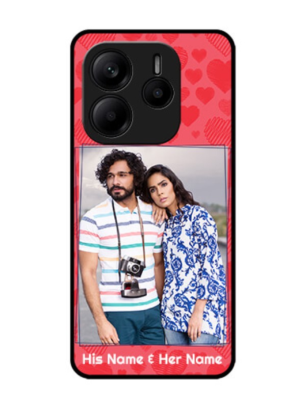 Custom Redmi Note 14 SE 5G Custom Glass Phone Case - With Red Heart Symbols Design