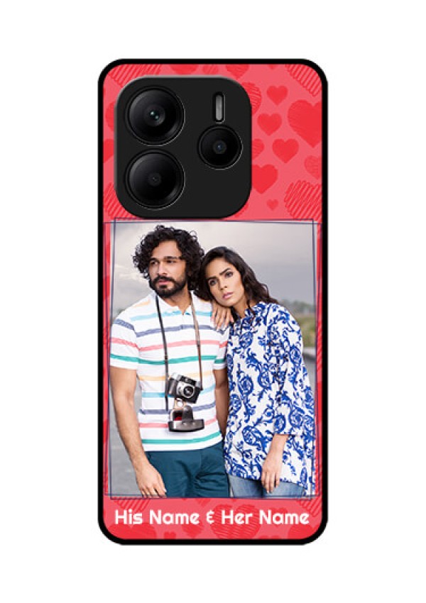 Redmi Note 14 SE 5G Custom Glass Phone Case - With Red Heart Symbols Design