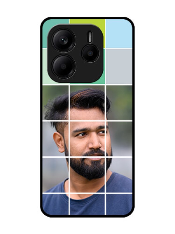 Custom Redmi Note 14 SE 5G Custom Glass Phone Case - With White Box Pattern