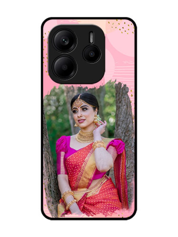 Custom Redmi Note 14 SE 5G Custom Glass Phone Case - Gold Glitter Splash Design