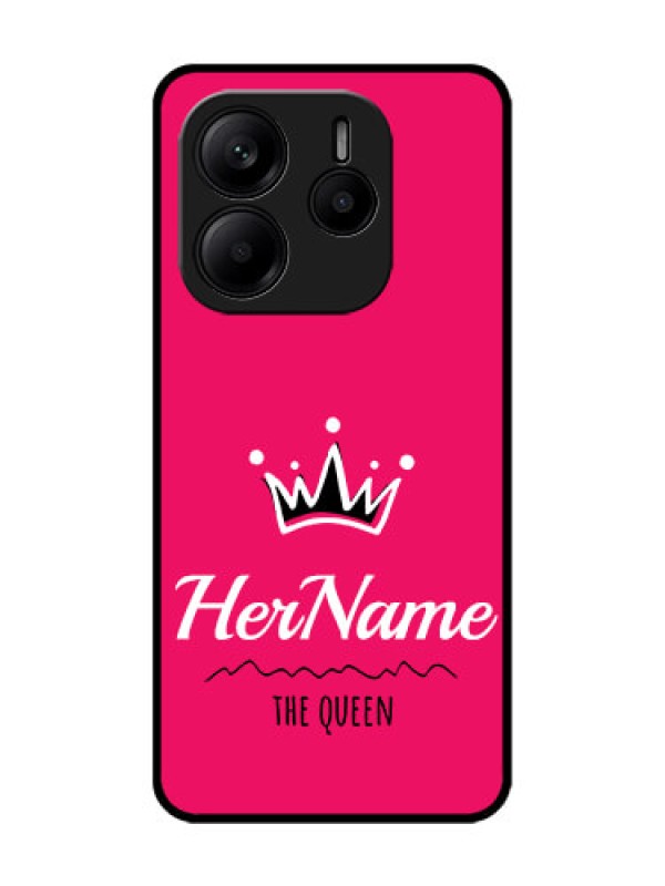 Custom Redmi Note 14 SE 5G Custom Glass Phone Case - Queen With Name Design