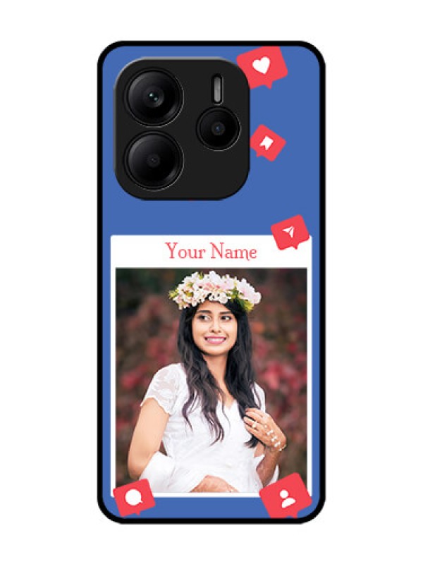 Custom Redmi Note 14 SE 5G Custom Glass Phone Case - Like Share And Comment Design