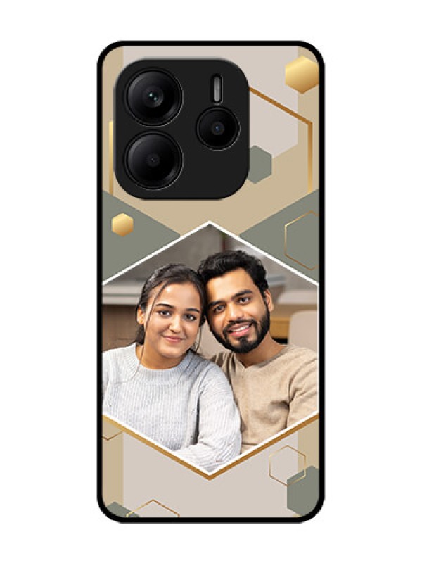 Custom Redmi Note 14 SE 5G Custom Glass Phone Case - Stylish Hexagon Pattern Design