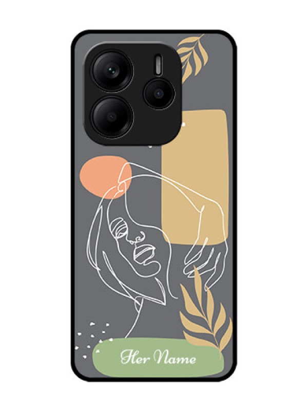 Custom Redmi Note 14 SE 5G Custom Glass Phone Case - Gazing Woman Line Art Design