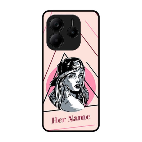 Redmi Note 14 SE 5G Custom Glass Phone Case - Rockstar Girl Design Redmi Note 14 SE 5G Custom Glass Phone Case - Rockstar Girl Design