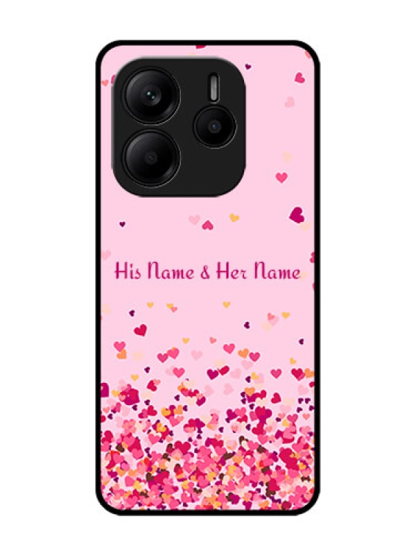 Custom Redmi Note 14 SE 5G Custom Glass Phone Case - Floating Hearts Design