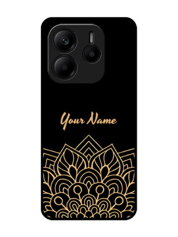 Custom Redmi Note 14 SE 5G Custom Glass Phone Case - Golden Mandala Design