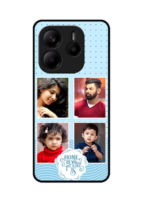 Redmi Note 14 SE 5G Custom Glass Phone Case - Cute Love Quote With 4 Pic Upload Design
