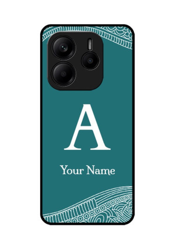 Redmi Note 14 SE 5G Custom Glass Phone Case - Line Art Pattern With Custom Name Design