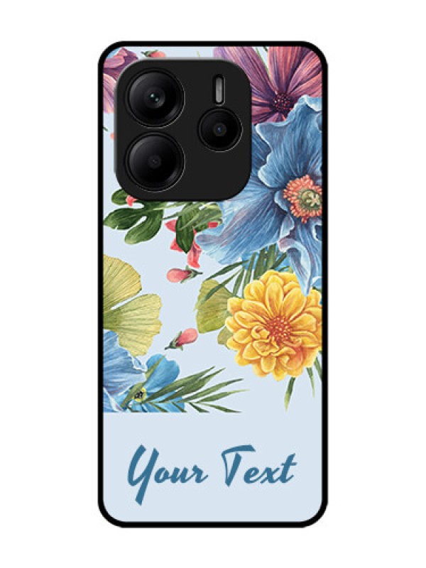 Custom Redmi Note 14 SE 5G Custom Glass Phone Case - Stunning Watercolored Flowers Painting Design
