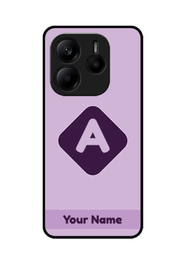 Redmi Note 14 SE 5G Custom Glass Phone Case - Custom Letter In Curved Badge Design
