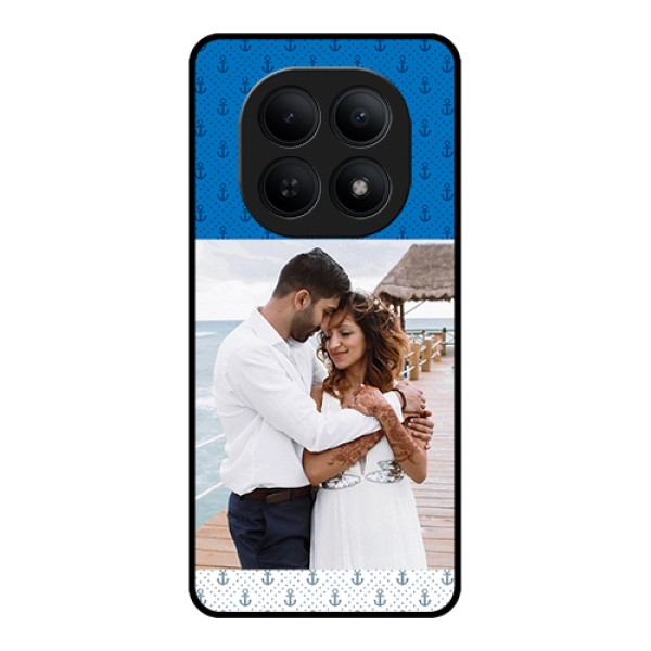 Xiaomi Redmi Note 15 5G Custom Glass Phone Case - Blue Anchors Design Xiaomi Redmi Note 15 5G Custom Glass Phone Case - Blue Anchors Design