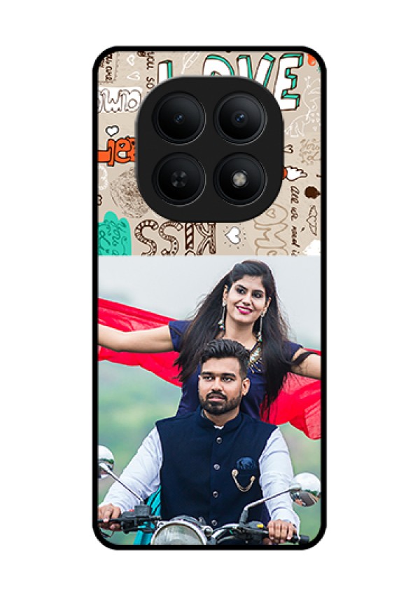 Xiaomi Redmi Note 15 5G Custom Glass Phone Case - Love Doodle Pattern