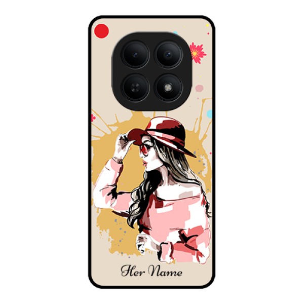 Xiaomi Redmi Note 15 5G Custom Glass Phone Case - Women With Pink Hat Design Xiaomi Redmi Note 15 5G Custom Glass Phone Case - Women With Pink Hat Design
