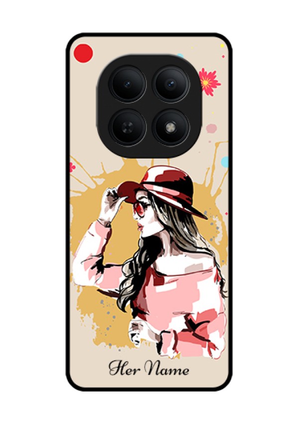 Xiaomi Redmi Note 15 5G Custom Glass Phone Case - Women With Pink Hat Design