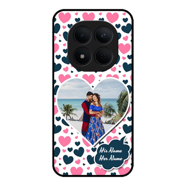 Xiaomi Redmi Note 15 Pro 5G Custom Glass Phone Case - Pink & Blue Heart Design Xiaomi Redmi Note 15 Pro 5G Custom Glass Phone Case - Pink & Blue Heart Design