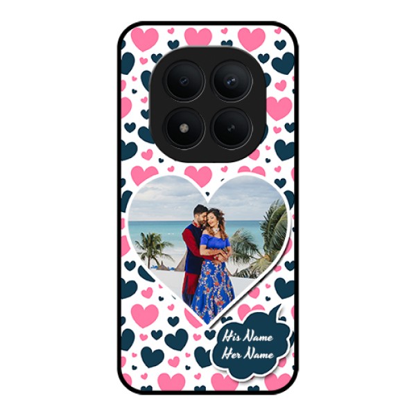 Xiaomi Redmi Note 15 Pro Plus 5G Custom Glass Phone Case - Pink & Blue Heart Design Xiaomi Redmi Note 15 Pro Plus 5G Custom Glass Phone Case - Pink & Blue Heart Design
