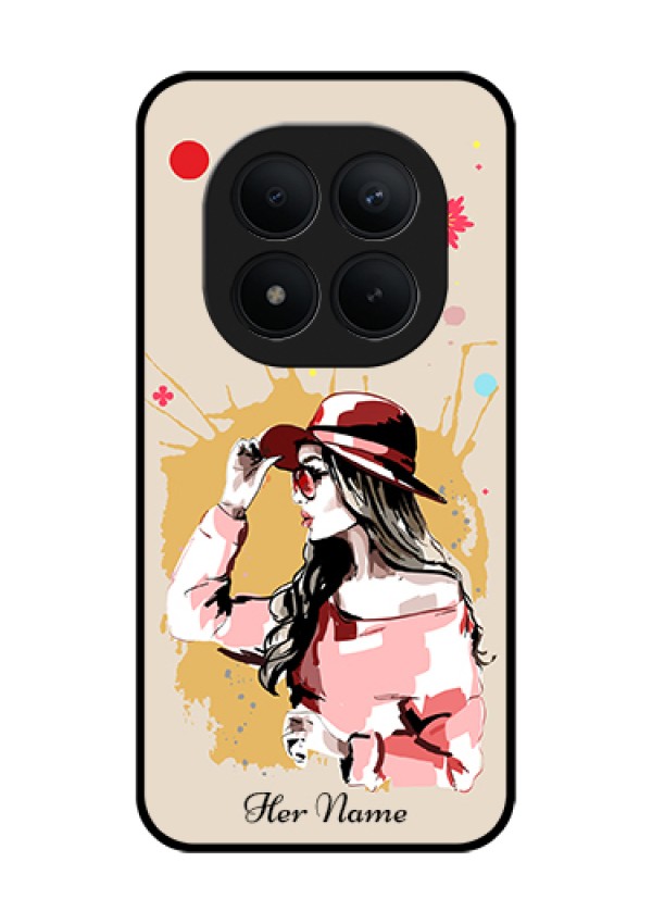 Xiaomi Redmi Note 15 Pro Plus 5G Custom Glass Phone Case - Women With Pink Hat Design