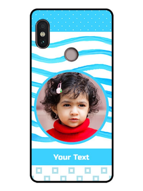 Custom Redmi Note 5 Pro Custom Glass Phone Case  - Simple Blue Case Design