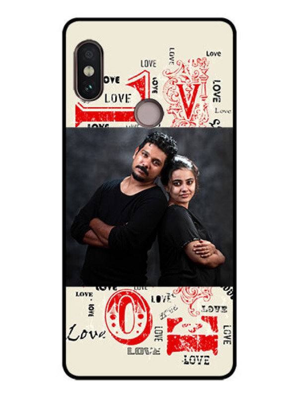 Custom Redmi Note 5 Pro Photo Printing on Glass Case  - Trendy Love Design Case