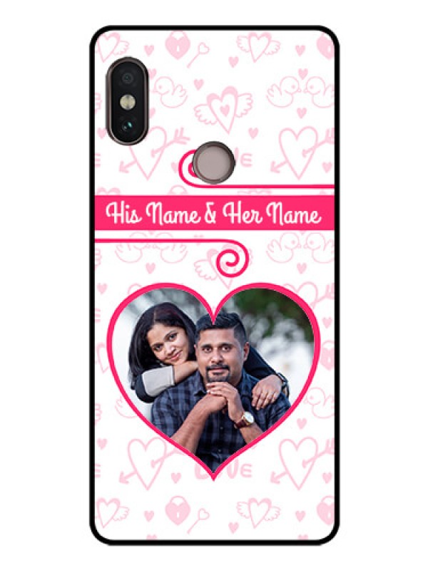 Custom Redmi Note 5 Pro Personalized Glass Phone Case  - Heart Shape Love Design