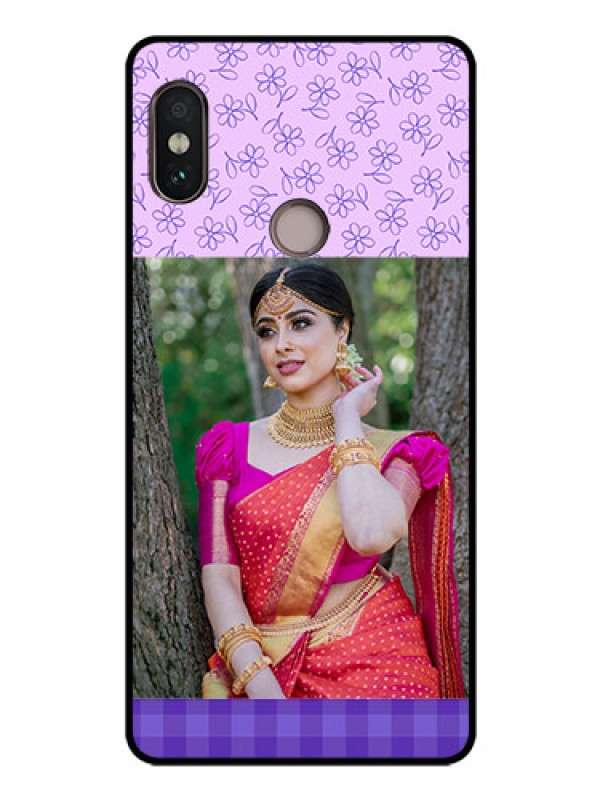 Custom Redmi Note 5 Pro Custom Glass Phone Case  - Purple Floral Design