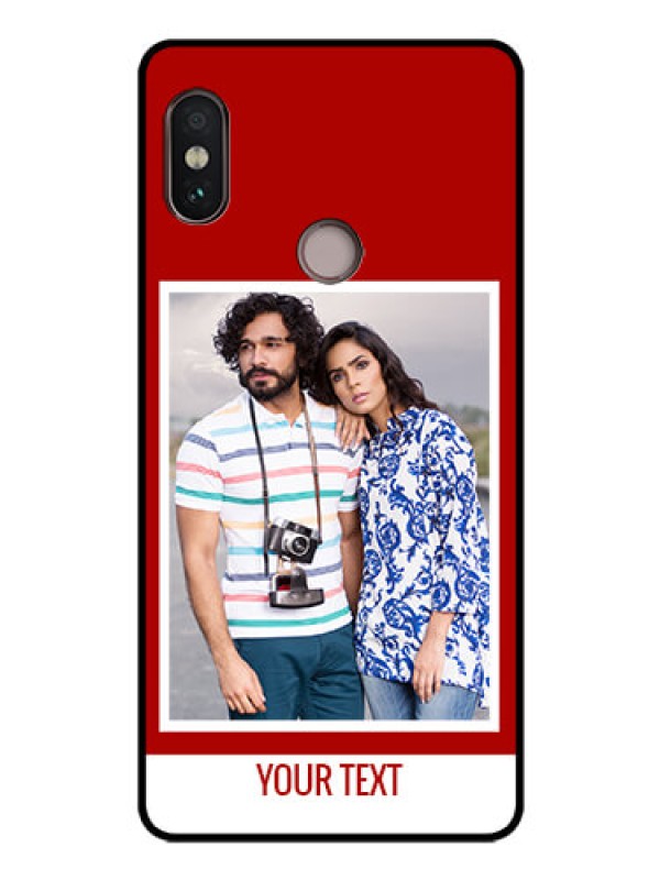Custom Redmi Note 5 Pro Personalized Glass Phone Case  - Simple Red Color Design