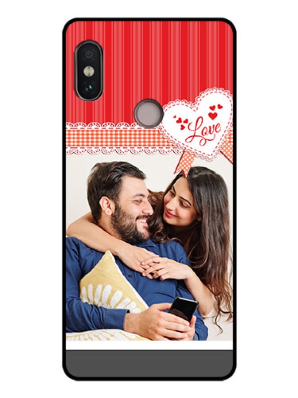 Custom Redmi Note 5 Pro Custom Glass Mobile Case  - Red Love Pattern Design