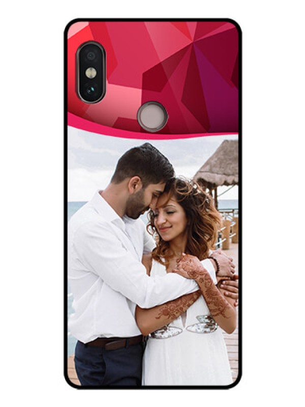 Custom Redmi Note 5 Pro Custom Glass Mobile Case  - Red Abstract Design