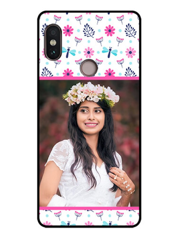 Custom Redmi Note 5 Pro Photo Printing on Glass Case  - Colorful Flower Design