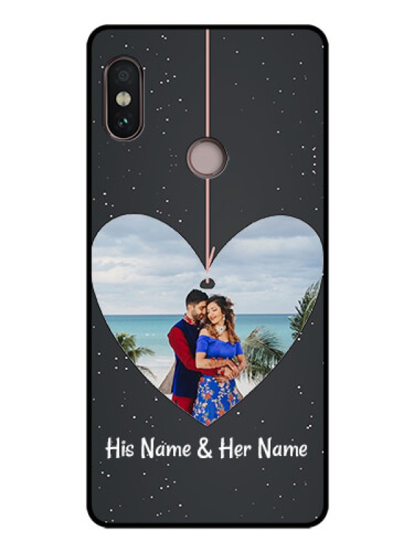 Custom Redmi Note 5 Pro Custom Glass Phone Case  - Hanging Heart Design
