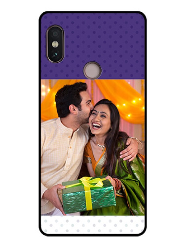 Custom Redmi Note 5 Pro Personalized Glass Phone Case  - Violet Pattern Design