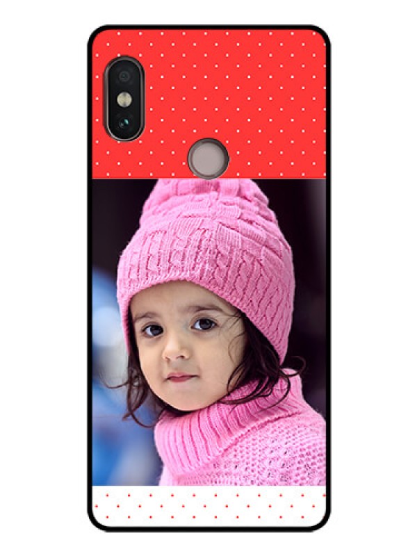 Custom Redmi Note 5 Pro Photo Printing on Glass Case  - Red Pattern Design