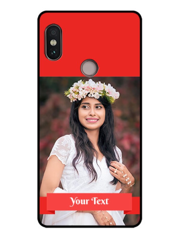 Custom Redmi Note 5 Pro Custom Glass Phone Case  - Simple Red Color Design