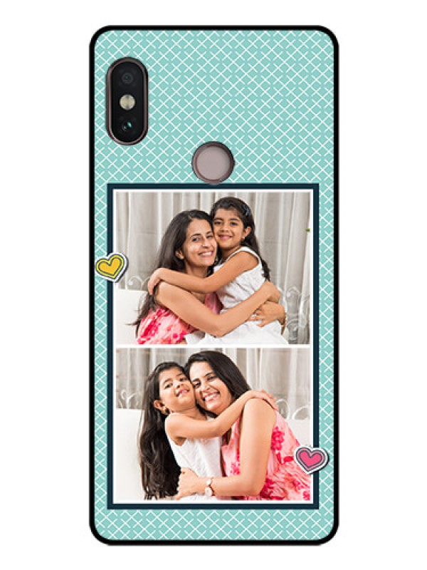 Custom Redmi Note 5 Pro Custom Glass Phone Case  - 2 Image Holder with Pattern Design