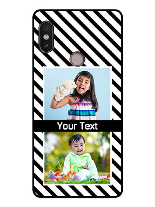 Custom Redmi Note 5 Pro Photo Printing on Glass Case  - Black And White Stripes Design