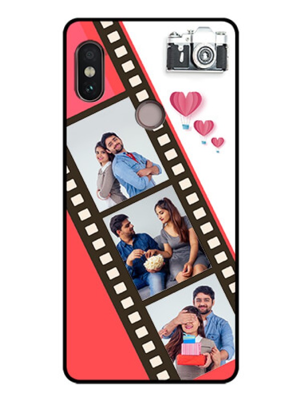 Custom Redmi Note 5 Pro Personalized Glass Phone Case  - 3 Image Holder with Film Reel