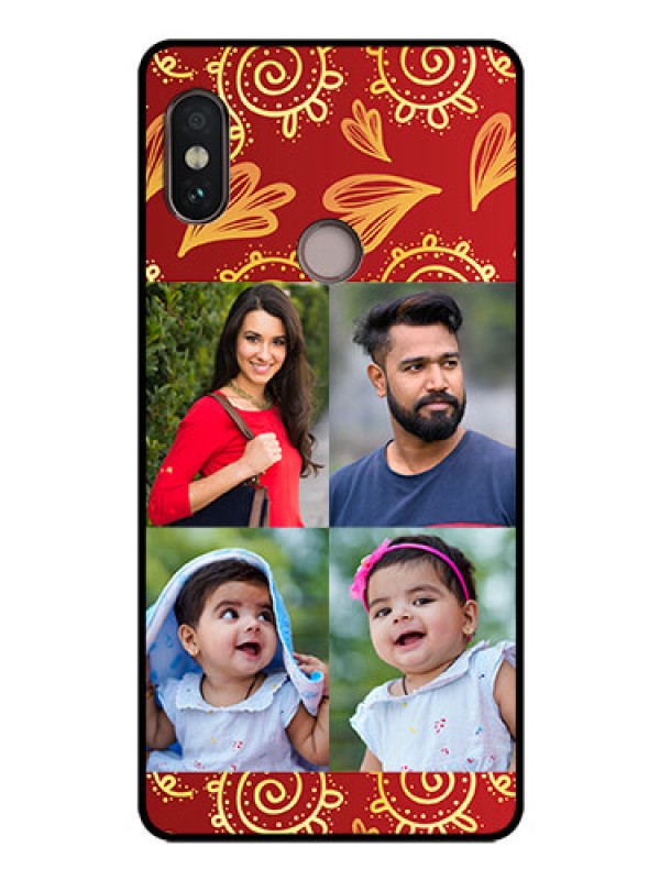Custom Redmi Note 5 Pro Photo Printing on Glass Case  - 4 Image Traditional Design