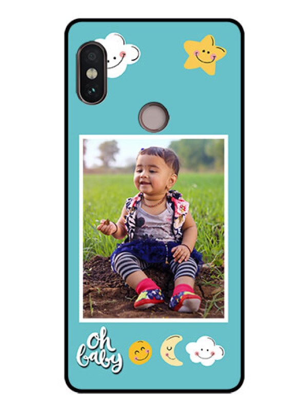 Custom Redmi Note 5 Pro Personalized Glass Phone Case  - Smiley Kids Stars Design