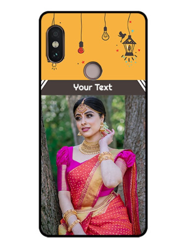 Custom Redmi Note 5 Pro Custom Glass Mobile Case  - with Family Picture and Icons 
