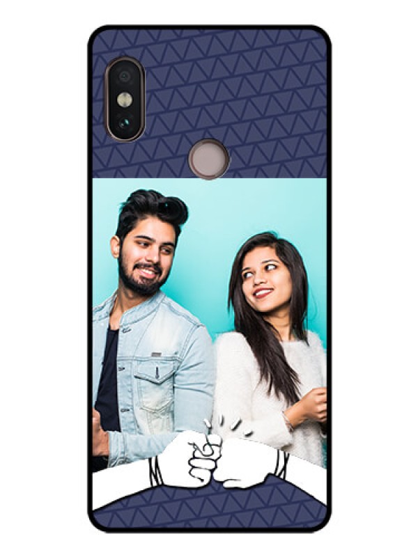 Custom Redmi Note 5 Pro Photo Printing on Glass Case  - with Best Friends Design  