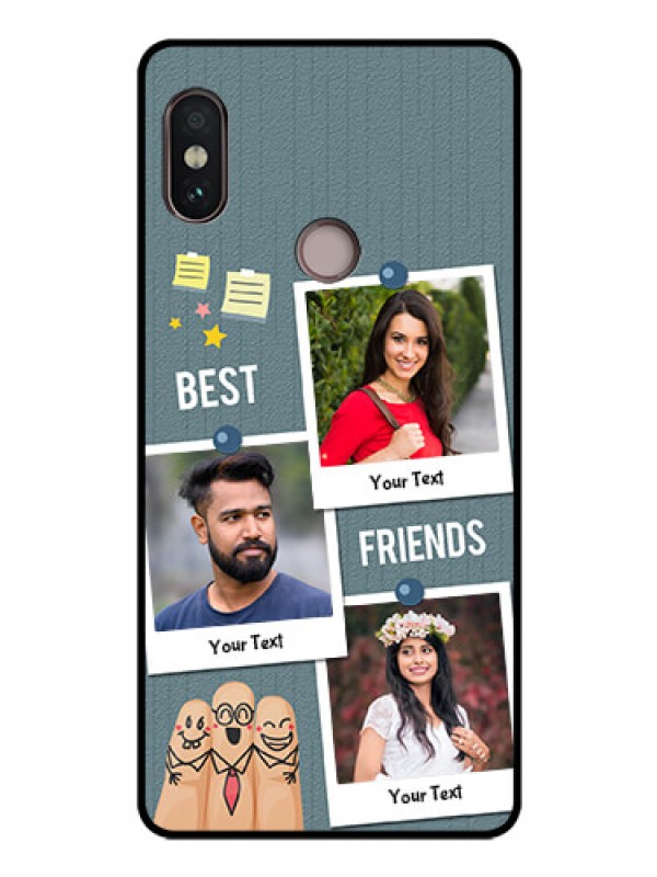 Custom Redmi Note 5 Pro Personalized Glass Phone Case  - Sticky Frames and Friendship Design