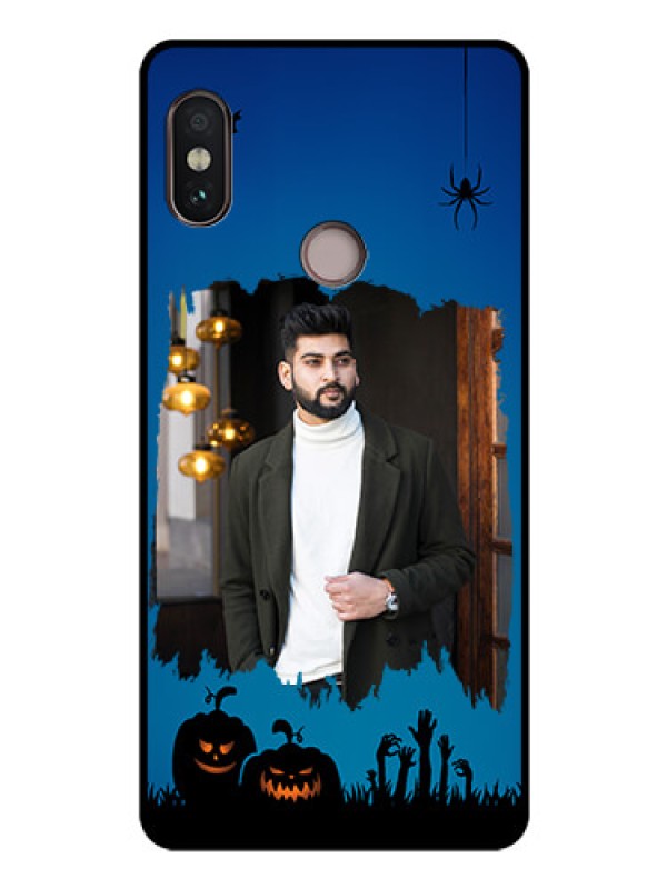 Custom Redmi Note 5 Pro Photo Printing on Glass Case  - with pro Halloween design 