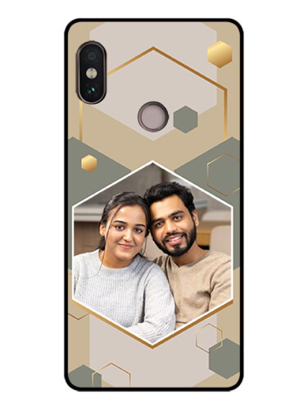 Custom Xiaomi Redmi Note 5 Pro Photo Printing on Glass Case - Stylish Hexagon Pattern Design