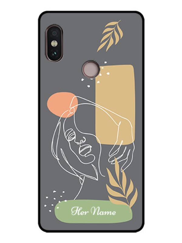 Custom Xiaomi Redmi Note 5 Pro Custom Glass Phone Case - Gazing Woman line art Design