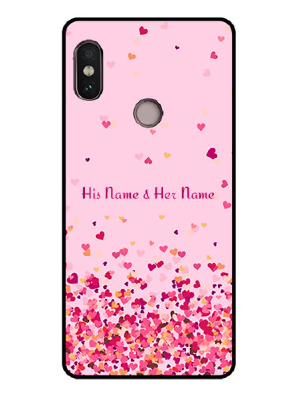 Custom Xiaomi Redmi Note 5 Pro Photo Printing on Glass Case - Floating Hearts Design