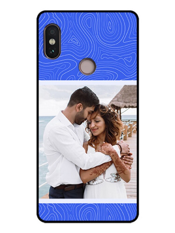 Custom Xiaomi Redmi Note 5 Pro Custom Glass Mobile Case - Curved line art with blue and white Design